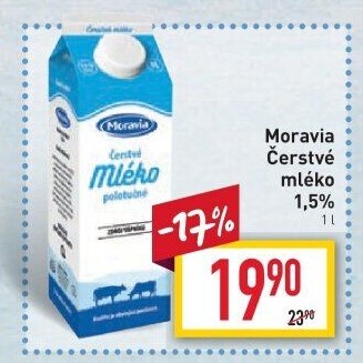 Mléko čerstvé Moravia - 1,5% polotučné