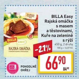 Rajská omáčka s těstovinami Easy Billa