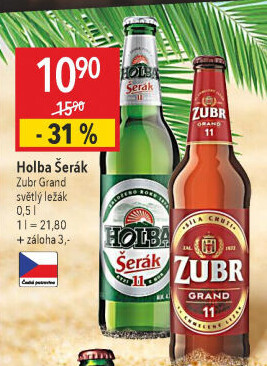 Pivo světlý ležák 11° Šerák Holba