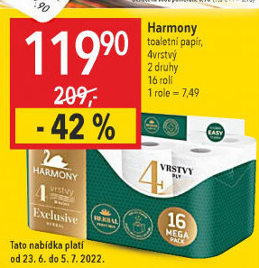 Toaletní papír 4vrstvý Exclusive Harmony