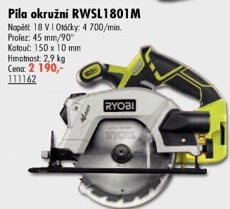 Aku pila kotoučová Ryobi RWSL1801M
