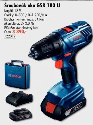 Aku vrtací šroubovák Bosch Professional GSR 180-LI