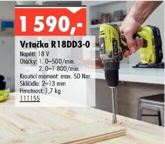 Aku vrtačka Ryobi R18DD3-0