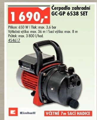 Čerpadlo zahradní Einhell GC-GP6538SET