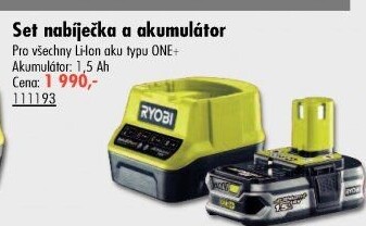 Nabíječka a akumulátor Ryobi