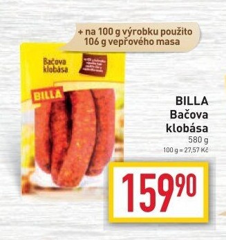 Bačova klobása Billa
