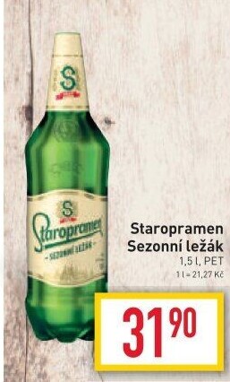 Pivo světlý sezonní ležák Staropramen