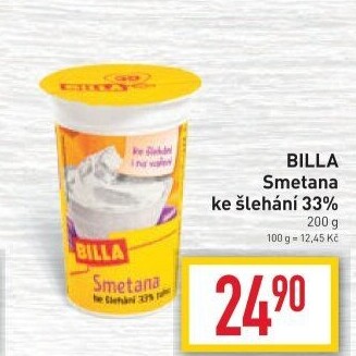 Smetana ke šlehání Billa 33%