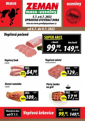 akční leták ZEMAN maso - uzeniny 4.7.2022-9.7.2022