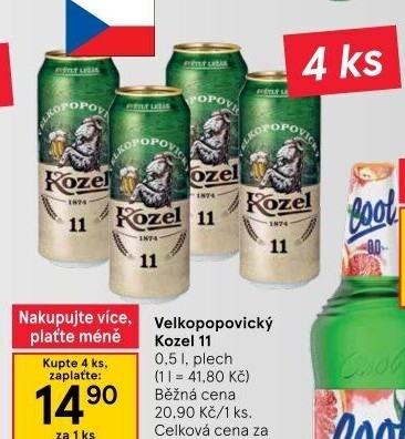 Pivo ležák 11° Velkopopovický Kozel
