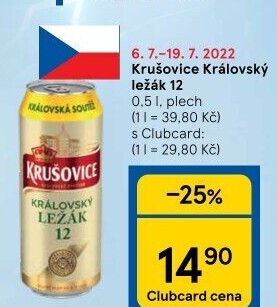 Pivo světlé Královský ležák 12° Krušovice