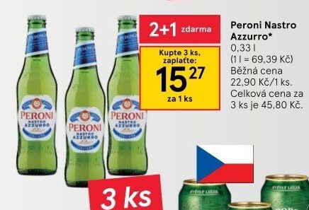 Pivo světlý ležák Nastro Azzuro Peroni
