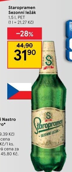 Pivo světlý sezonní ležák Staropramen