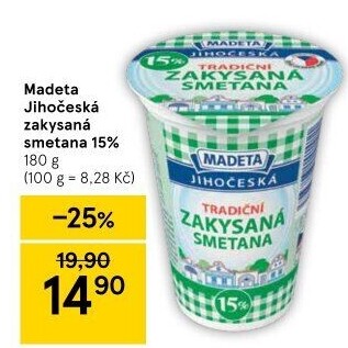 Smetana zakysaná Jihočeská Madeta 15%