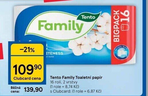 Toaletní papír 2vrstvý Family Tento