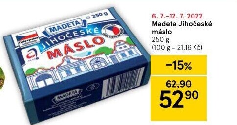 Máslo Jihočeské Madeta