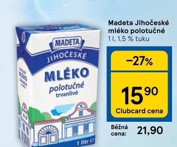 Mléko trvanlivé Jihočeské Madeta - 1,5% polotučné