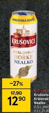 Pivo nealkoholické Královsky hořké Krušovice