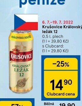 Pivo světlé Královský ležák 12° Krušovice