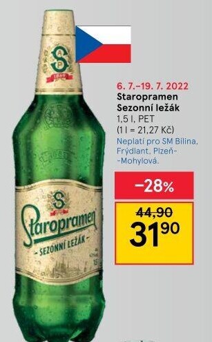 Pivo světlý sezonní ležák Staropramen