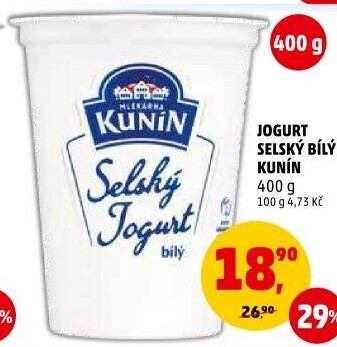 Bílý jogurt selský Kunín