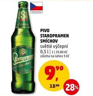 Pivo světlé výčepní 10° Smíchov Staropramen