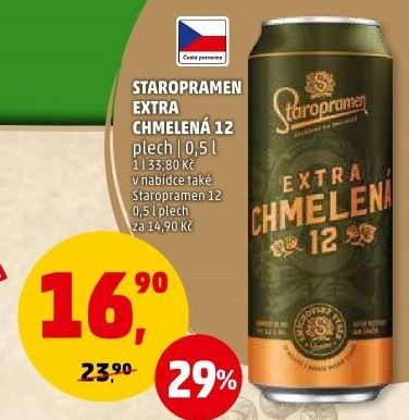 Pivo světlý ležák Extra chmelená 12° Staropramen