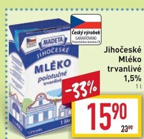 Mléko trvanlivé Jihočeské Madeta - 1,5% polotučné