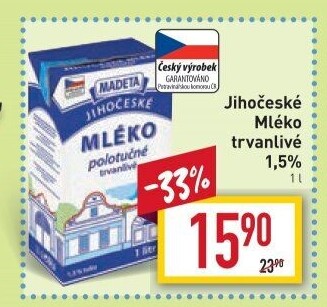 Mléko trvanlivé Jihočeské Madeta - 1,5% polotučné
