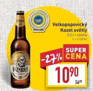 Pivo světlé Velkopopovický Kozel