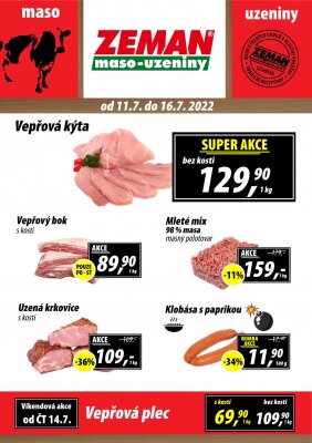 akční leták ZEMAN maso - uzeniny 11.7.2022-16.7.2022
