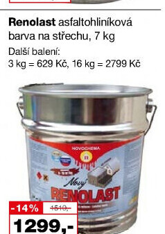 Asfaltohliníková barva na střechu Renolast Novochema