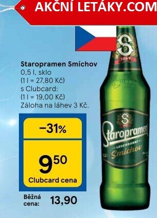 Pivo světlé výčepní 10° Smíchov Staropramen