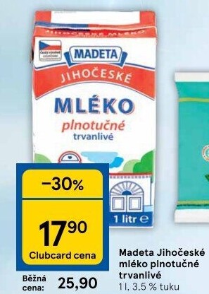 Mléko trvanlivé Jihočeské Madeta - 3,5% plnotučné