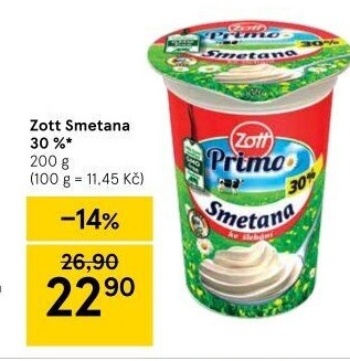 Smetana ke šlehání Zott 30%