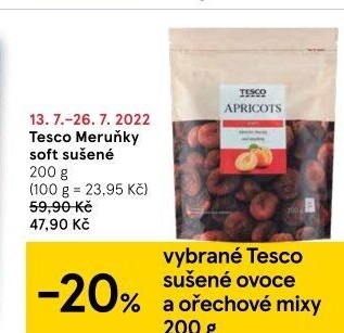Sušené meruňky Tesco