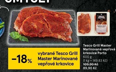 Vepřová krkovice marinovaná bez kosti Porto Grill Master Tesco