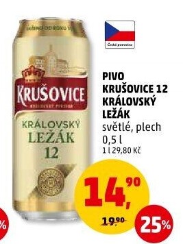 Pivo světlé Královský ležák 12° Krušovice