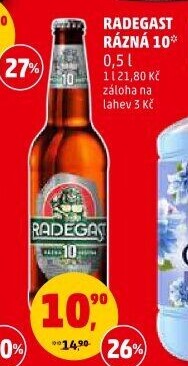 Pivo světlé výčepní Rázná 10° Radegast