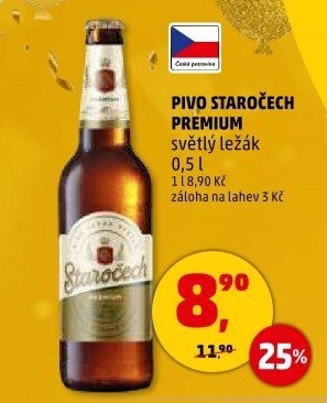 Pivo světlý ležák Premium Staročech