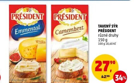 Tavené sýry Président