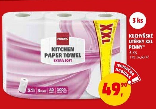 Utěrky kuchyňské 3vrstvé Penny