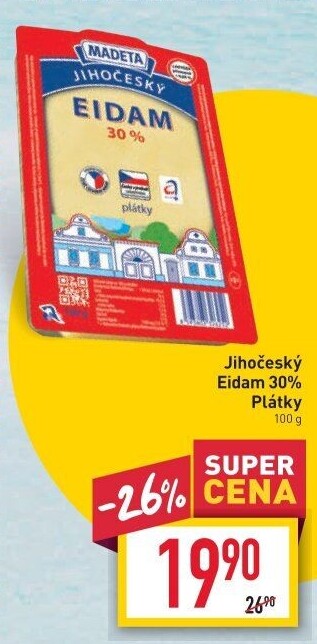 Sýr Eidam Jihočeský 30% Madeta