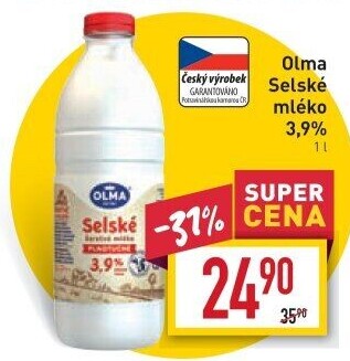 Mléko čerstvé selské Olma - 3,9% plnotučné