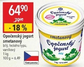Bílý jogurt smetanový Opočenský Bohemilk