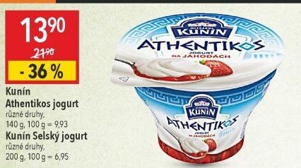 Jogurt ochucený řeckého typu Athentikos Kunín