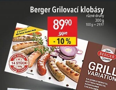 Klobása variace na gril Berger