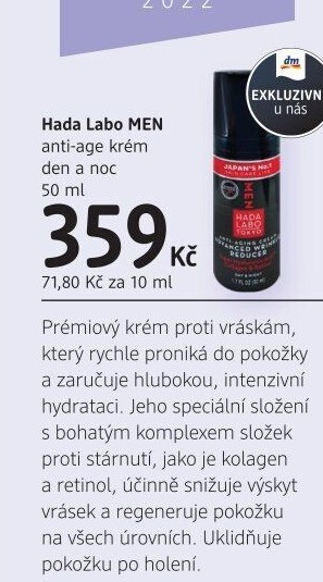 Krém pleťový anti-age Men Hada Labo Tokyo