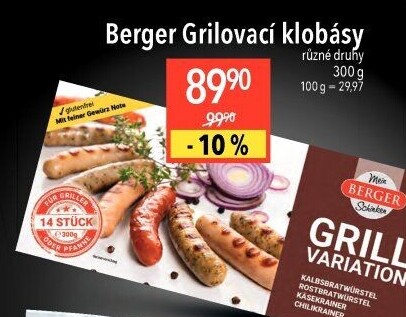 Klobása variace na gril Berger