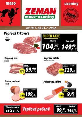 akční leták ZEMAN maso - uzeniny 18.7.2022-23.7.2022